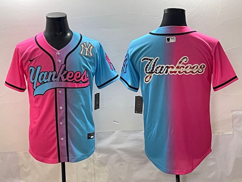 Men 2025 New York Yankees Blank Blue pink Game Nike MLB Jersey style 009